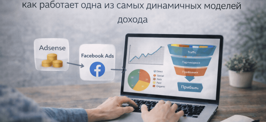 арбитраж трафика на ноутбуке